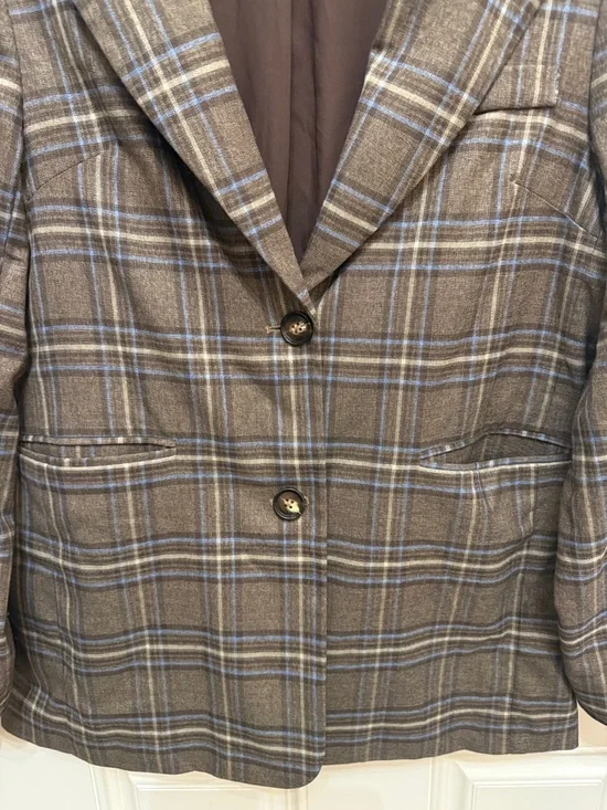 Lovers + Friends Plaid Brown Oversized Blazer Jacket - Women's size small - Picture 10 of 16